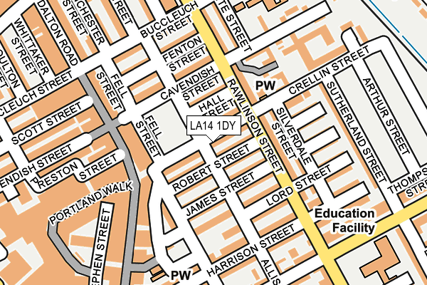 LA14 1DY map - OS OpenMap – Local (Ordnance Survey) LA14 1DY map - OS OpenMap – Local (Ordnance Survey)