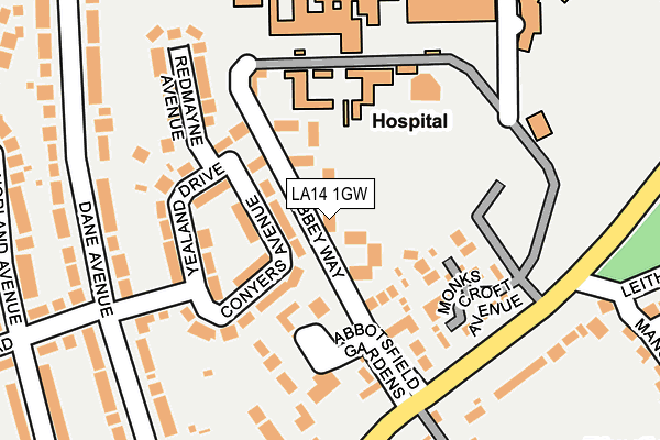 LA14 1GW map - OS OpenMap – Local (Ordnance Survey) LA14 1GW map - OS OpenMap – Local (Ordnance Survey)