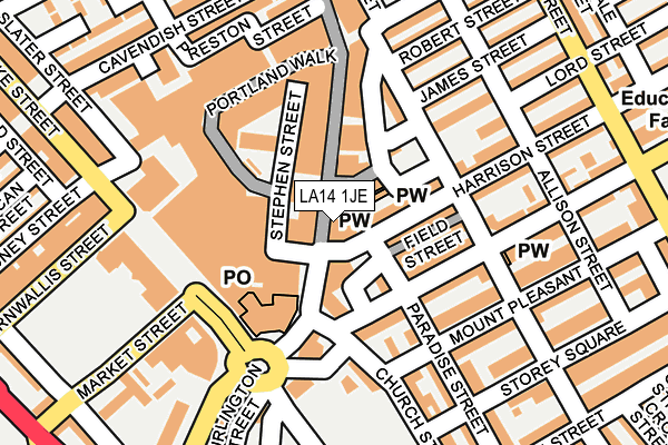 LA14 1JE map - OS OpenMap – Local (Ordnance Survey) LA14 1JE map - OS OpenMap – Local (Ordnance Survey)