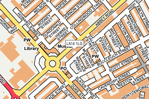 LA14 1LG map - OS OpenMap – Local (Ordnance Survey) LA14 1LG map - OS OpenMap – Local (Ordnance Survey)