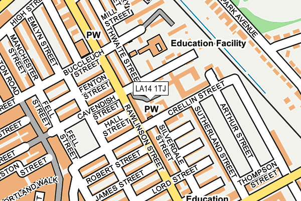 LA14 1TJ map - OS OpenMap – Local (Ordnance Survey) LA14 1TJ map - OS OpenMap – Local (Ordnance Survey)