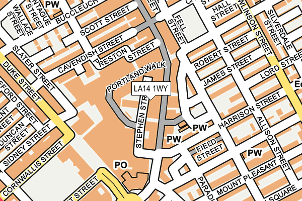 LA14 1WY map - OS OpenMap – Local (Ordnance Survey) LA14 1WY map - OS OpenMap – Local (Ordnance Survey)