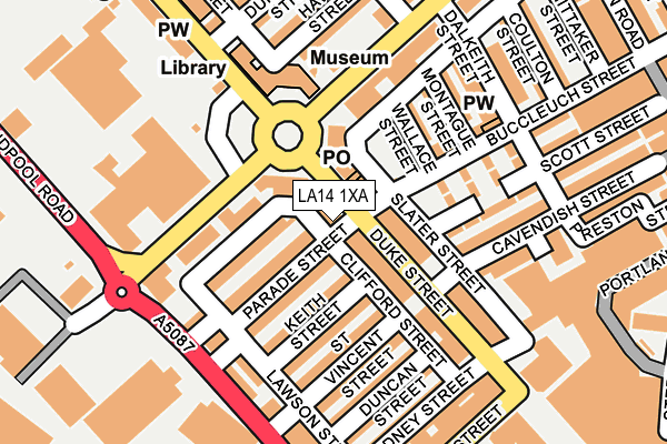 LA14 1XA map - OS OpenMap – Local (Ordnance Survey) LA14 1XA map - OS OpenMap – Local (Ordnance Survey)