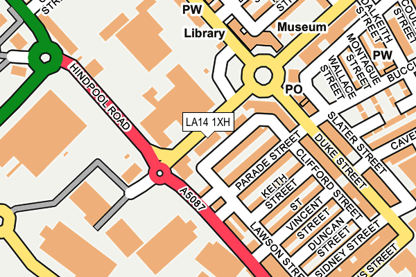 LA14 1XH map - OS OpenMap – Local (Ordnance Survey) LA14 1XH map - OS OpenMap – Local (Ordnance Survey)