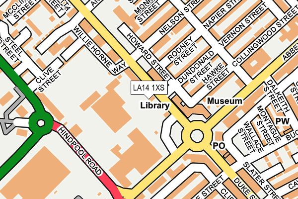 LA14 1XS map - OS OpenMap – Local (Ordnance Survey) LA14 1XS map - OS OpenMap – Local (Ordnance Survey)