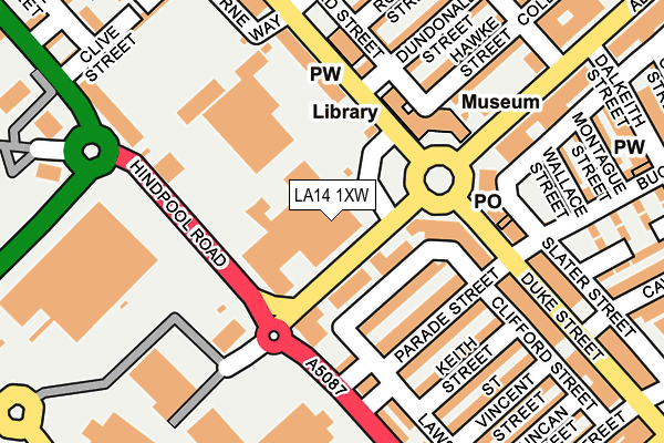 LA14 1XW map - OS OpenMap – Local (Ordnance Survey) LA14 1XW map - OS OpenMap – Local (Ordnance Survey)