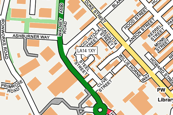 LA14 1XY map - OS OpenMap – Local (Ordnance Survey) LA14 1XY map - OS OpenMap – Local (Ordnance Survey)
