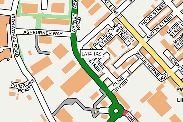 LA14 1XZ map - OS OpenMap – Local (Ordnance Survey) LA14 1XZ map - OS OpenMap – Local (Ordnance Survey)
