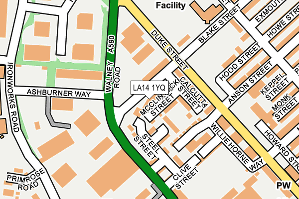 LA14 1YQ map - OS OpenMap – Local (Ordnance Survey) LA14 1YQ map - OS OpenMap – Local (Ordnance Survey)
