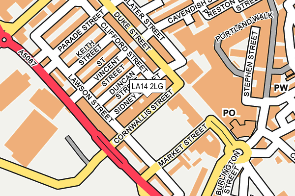 LA14 2LG map - OS OpenMap – Local (Ordnance Survey) LA14 2LG map - OS OpenMap – Local (Ordnance Survey)