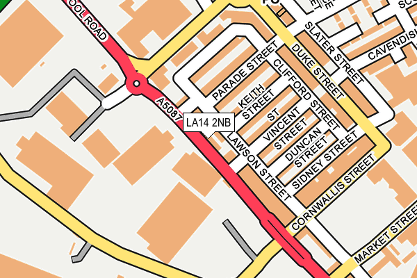 LA14 2NB map - OS OpenMap – Local (Ordnance Survey) LA14 2NB map - OS OpenMap – Local (Ordnance Survey)