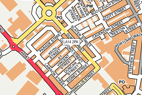 LA14 2PA map - OS OpenMap – Local (Ordnance Survey) LA14 2PA map - OS OpenMap – Local (Ordnance Survey)