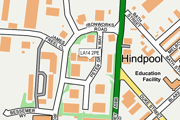 LA14 2PE map - OS OpenMap – Local (Ordnance Survey) LA14 2PE map - OS OpenMap – Local (Ordnance Survey)