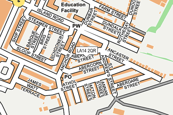 LA14 2QR map - OS OpenMap – Local (Ordnance Survey) LA14 2QR map - OS OpenMap – Local (Ordnance Survey)