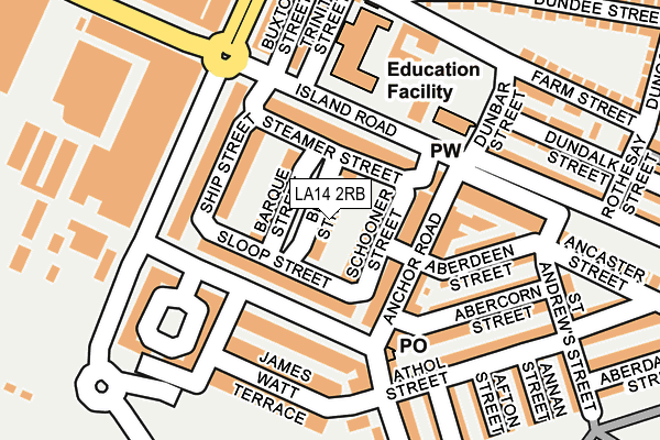 LA14 2RB map - OS OpenMap – Local (Ordnance Survey) LA14 2RB map - OS OpenMap – Local (Ordnance Survey)