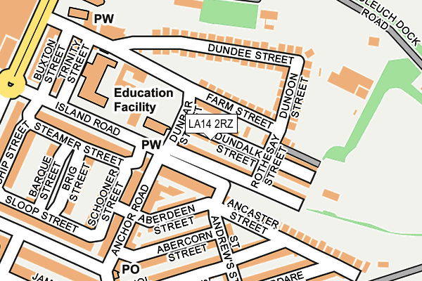 LA14 2RZ map - OS OpenMap – Local (Ordnance Survey) LA14 2RZ map - OS OpenMap – Local (Ordnance Survey)