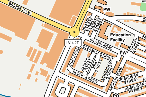 LA14 2TJ map - OS OpenMap – Local (Ordnance Survey) LA14 2TJ map - OS OpenMap – Local (Ordnance Survey)