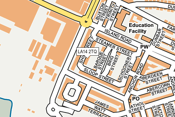 LA14 2TQ map - OS OpenMap – Local (Ordnance Survey) LA14 2TQ map - OS OpenMap – Local (Ordnance Survey)