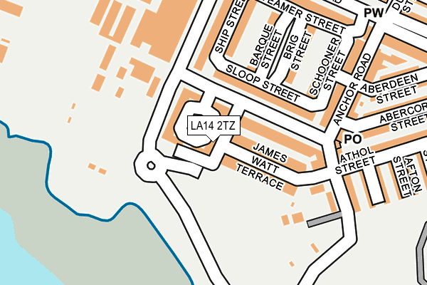 LA14 2TZ map - OS OpenMap – Local (Ordnance Survey) LA14 2TZ map - OS OpenMap – Local (Ordnance Survey)