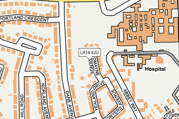 LA14 4JU map - OS OpenMap – Local (Ordnance Survey) LA14 4JU map - OS OpenMap – Local (Ordnance Survey)