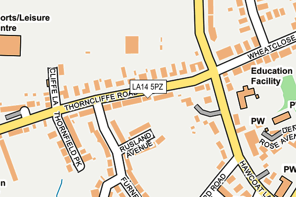 LA14 5PZ map - OS OpenMap – Local (Ordnance Survey) LA14 5PZ map - OS OpenMap – Local (Ordnance Survey)