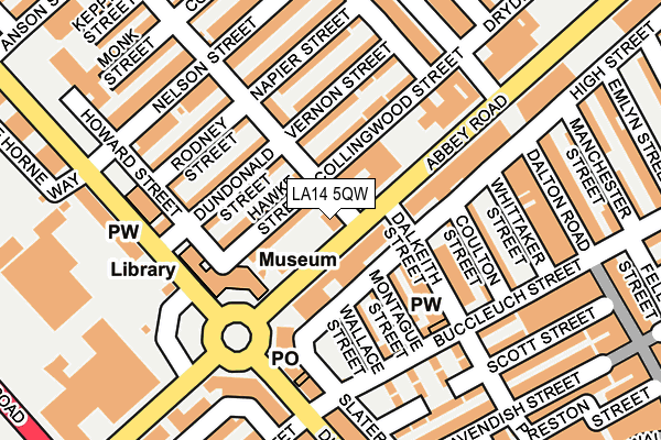 LA14 5QW map - OS OpenMap – Local (Ordnance Survey) LA14 5QW map - OS OpenMap – Local (Ordnance Survey)
