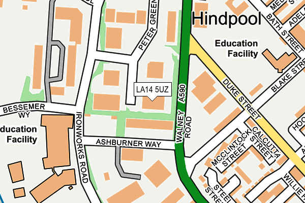 LA14 5UZ map - OS OpenMap – Local (Ordnance Survey) LA14 5UZ map - OS OpenMap – Local (Ordnance Survey)