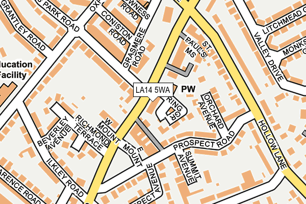 LA14 5WA map - OS OpenMap – Local (Ordnance Survey) LA14 5WA map - OS OpenMap – Local (Ordnance Survey)