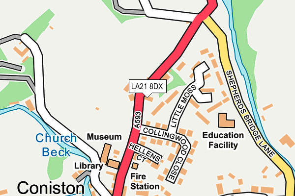 LA21 8DX map - OS OpenMap – Local (Ordnance Survey) LA21 8DX map - OS OpenMap – Local (Ordnance Survey)