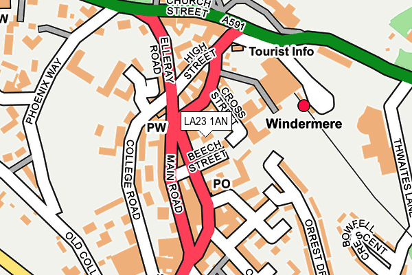 LA23 1AN map - OS OpenMap – Local (Ordnance Survey) LA23 1AN map - OS OpenMap – Local (Ordnance Survey)