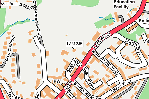 LA23 2JF map - OS OpenMap – Local (Ordnance Survey) LA23 2JF map - OS OpenMap – Local (Ordnance Survey)