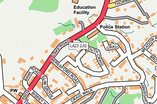 LA23 2JQ map - OS OpenMap – Local (Ordnance Survey) LA23 2JQ map - OS OpenMap – Local (Ordnance Survey)