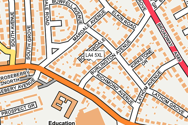 LA4 5XL map - OS OpenMap – Local (Ordnance Survey) LA4 5XL map - OS OpenMap – Local (Ordnance Survey)
