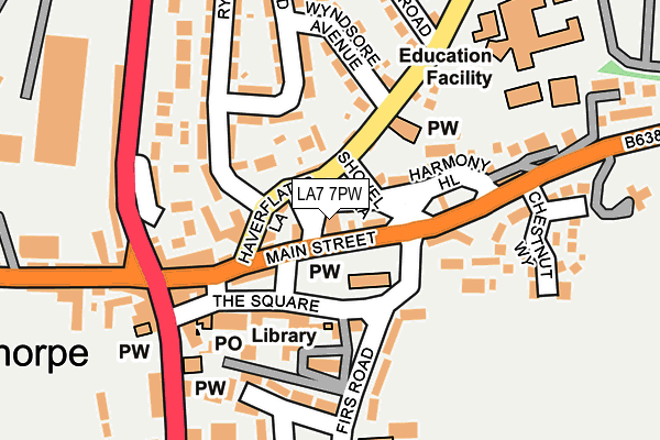 LA7 7PW map - OS OpenMap – Local (Ordnance Survey) LA7 7PW map - OS OpenMap – Local (Ordnance Survey)