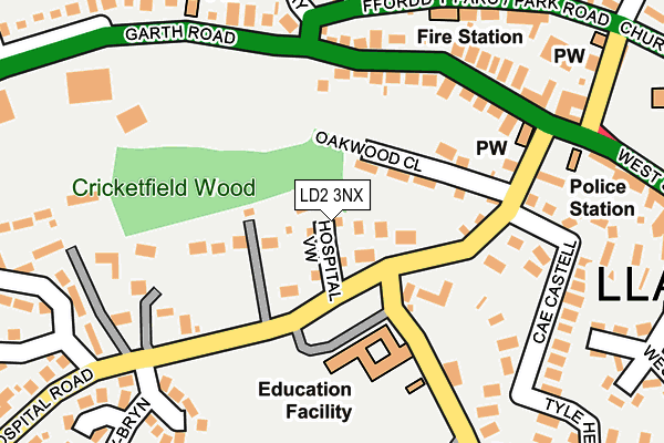 LD2 3NX map - OS OpenMap – Local (Ordnance Survey) LD2 3NX map - OS OpenMap – Local (Ordnance Survey)