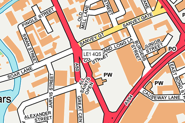 LE1 4QS map - OS OpenMap – Local (Ordnance Survey) LE1 4QS map - OS OpenMap – Local (Ordnance Survey)