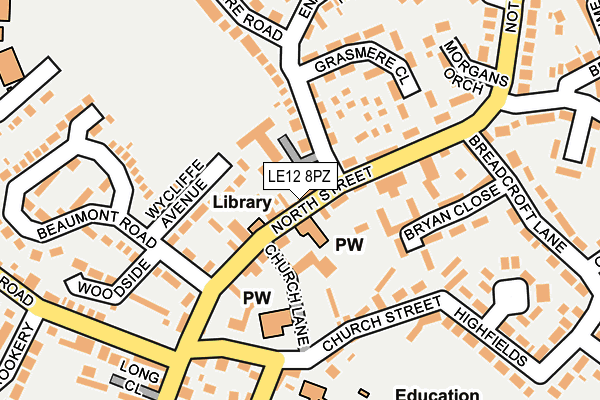LE12 8PZ map - OS OpenMap – Local (Ordnance Survey)