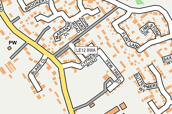 LE12 8WA map - OS OpenMap – Local (Ordnance Survey) LE12 8WA map - OS OpenMap – Local (Ordnance Survey)