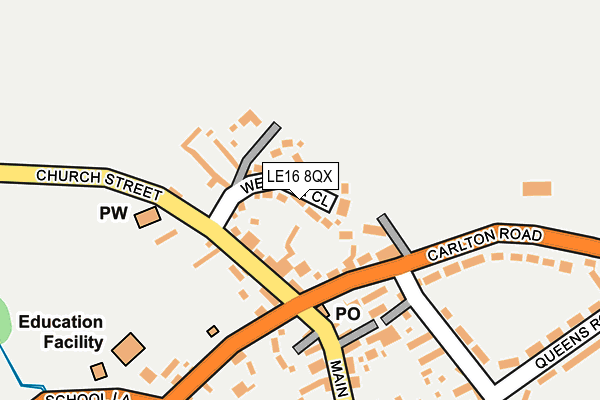 LE16 8QX map - OS OpenMap – Local (Ordnance Survey) LE16 8QX map - OS OpenMap – Local (Ordnance Survey)