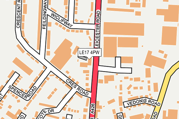 LE17 4PW map - OS OpenMap – Local (Ordnance Survey) LE17 4PW map - OS OpenMap – Local (Ordnance Survey)