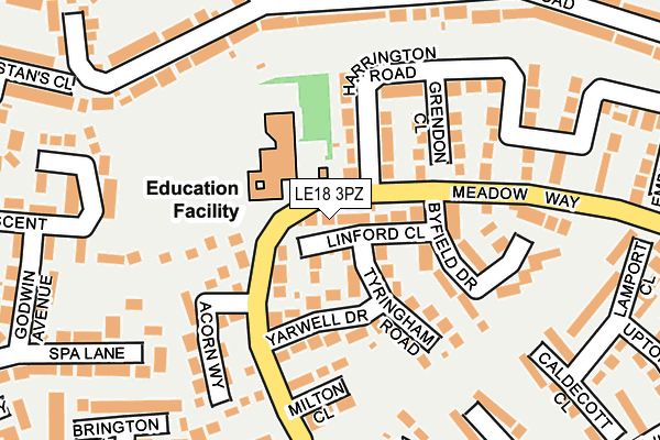 LE18 3PZ map - OS OpenMap – Local (Ordnance Survey)