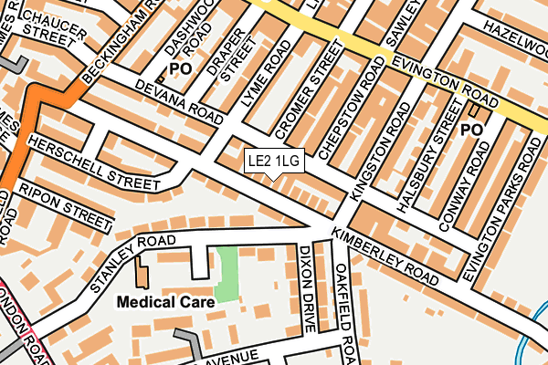 LE2 1LG map - OS OpenMap – Local (Ordnance Survey) LE2 1LG map - OS OpenMap – Local (Ordnance Survey)