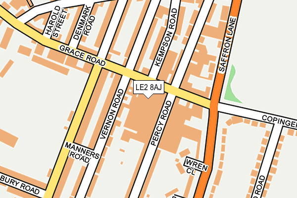 LE2 8AJ map - OS OpenMap – Local (Ordnance Survey) LE2 8AJ map - OS OpenMap – Local (Ordnance Survey)