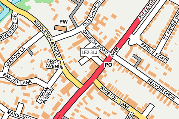 LE2 8LJ map - OS OpenMap – Local (Ordnance Survey) LE2 8LJ map - OS OpenMap – Local (Ordnance Survey)