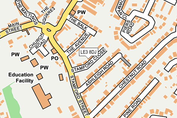 LE3 8DJ map - OS OpenMap – Local (Ordnance Survey) LE3 8DJ map - OS OpenMap – Local (Ordnance Survey)