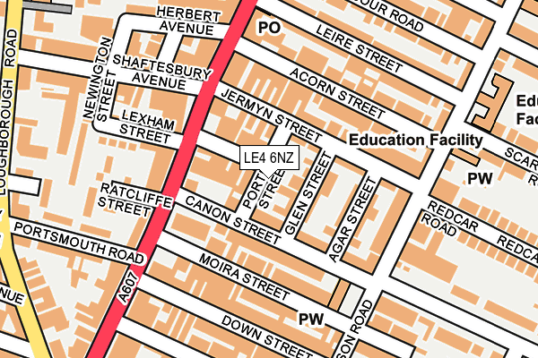 LE4 6NZ map - OS OpenMap – Local (Ordnance Survey) LE4 6NZ map - OS OpenMap – Local (Ordnance Survey)