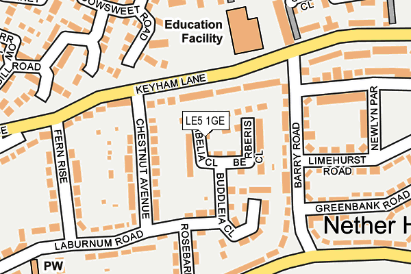LE5 1GE map - OS OpenMap – Local (Ordnance Survey) LE5 1GE map - OS OpenMap – Local (Ordnance Survey)