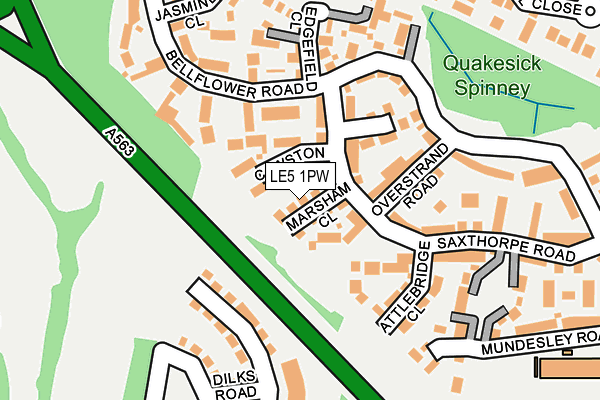 LE5 1PW map - OS OpenMap – Local (Ordnance Survey) LE5 1PW map - OS OpenMap – Local (Ordnance Survey)