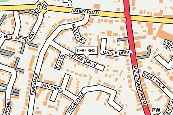 LE67 6HX map - OS OpenMap – Local (Ordnance Survey)
