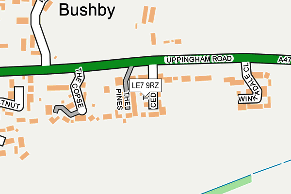 LE7 9RZ map - OS OpenMap – Local (Ordnance Survey)